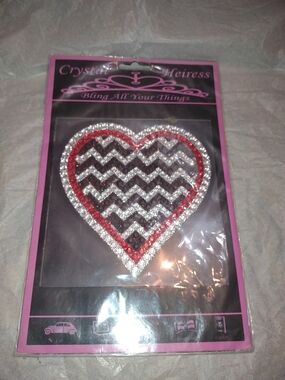 Red & Silver Rhinestone Heart Sticker Car vehicle Sticker